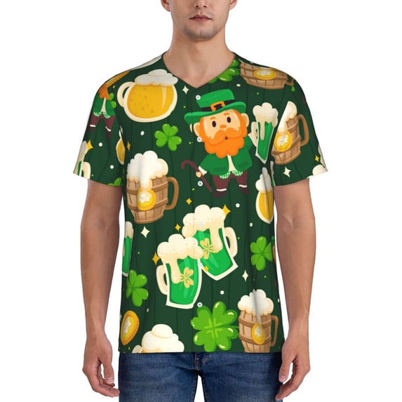 Fotbe St Patrick's Day10 Baseball Jersey Shirt for Men and Women, Casual Short Sleeves Button Down T-Shirt-Small