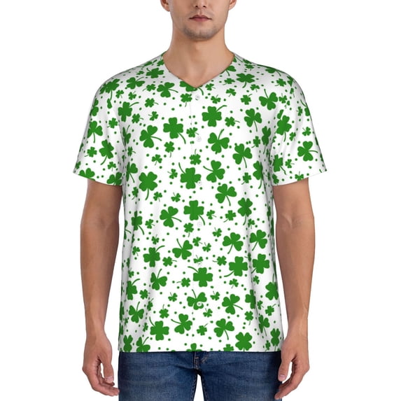Fotbe St Patrick's Day4 Baseball Jersey Shirt for Men and Women, Casual Short Sleeves Button Down T-Shirt-XX-Large