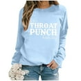thumbnail image 1 of Women's Fashion Casual Solid Color Loose Long Sleeve Letter Print Round Neck Hoodie Baggy Sweat Shirts Women Distress Tops Women Hoodie Tops Women Fitted Sports Jacket Ladies Full Zip Shirts, 1 of 4