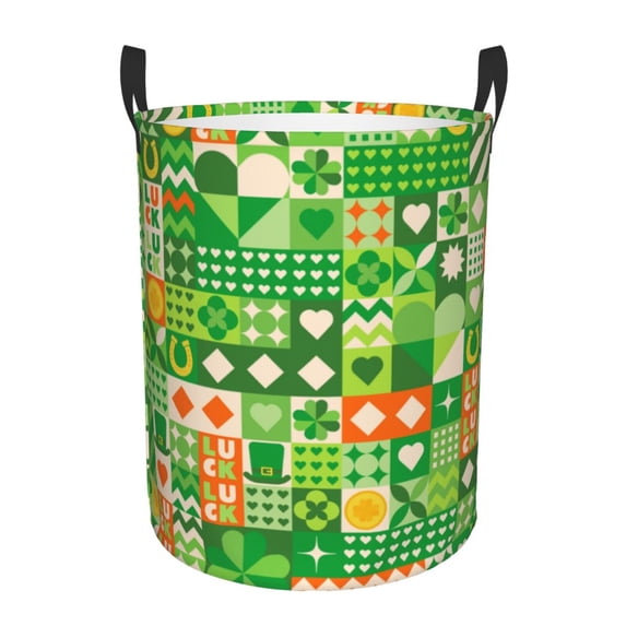 Fotbe St Patrick's Day6 Laundry Basket with Handles, Waterproof Large Laundry Hamper, Wash Bag for Corner Dorm, Rolling Laundry Basket with Handles-Small
