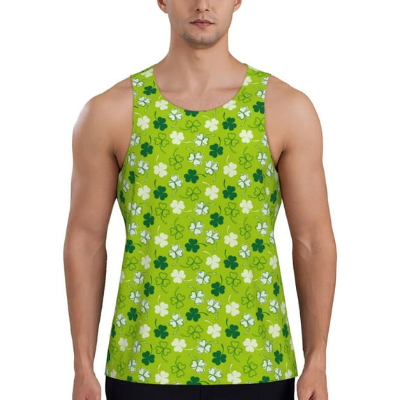 Fotbe St Patrick's Day7 Pattern Men's Quick Dry Workout Tank Top Gym Muscle Tee Fitness Bodybuilding Sleeveless T Shirt Breathable Workout Shirt-Large