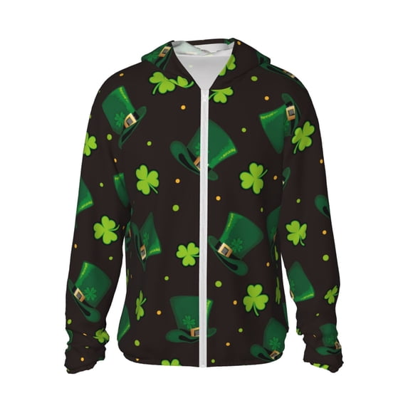 Fotbe St. Patrick's Day8 Men's Women's UPF 50+ Sun Protection Jacket Hooded Cooling Shirt with Pockets Hiking Outdoor Performance-Medium