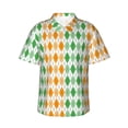 thumbnail image 1 of Fotbe St. Patrick's day argyle Pattern Hawaiian Shirt for Men Unisex Summer Beach Casual Short Sleeve Cotton Linen Button Down Shirts,XX-Large, 1 of 7