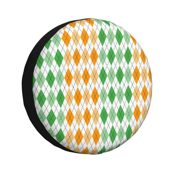 Fotbe St. Patrick's day argyle Pattern Spare Tire Cover Thickening Universal Fit for Jeep, Trailer, RV, SUV, Truck, Tough Tire Wheel Soft Cover-15 inch