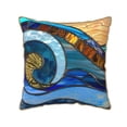 thumbnail image 1 of Fotbe Stained Glass Ocean Wave Pattern Velvet Decorative Throw Pillow Covers with Elegant Piping, Soft Plush Cushion Cover for Sofa, Bed, Car, Office-18"x18", 1 of 8