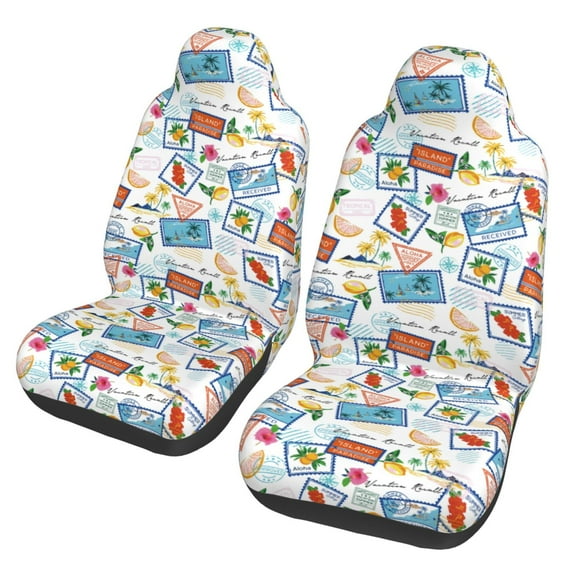 Fotbe Stamp Pattern Automotive Seat Covers for Cars Trucks and SUVs – Car Seat Covers for Front Seats,Protective Seat Covers,Vehicle Seat Covers, Set of 2
