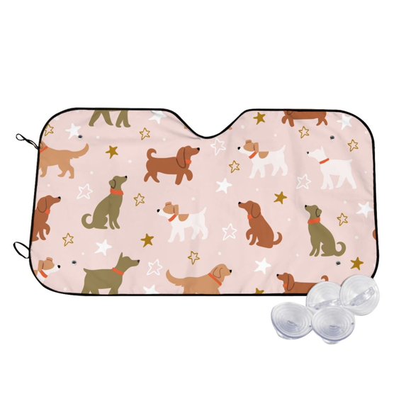 Fotbe Star Cute Dog Car Windshield Sunshade | Sun Visor Protector Front Window Shade, Keeps Out UV Rays, Keeps Your Vehicle Cool-Small