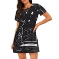 thumbnail image 1 of Fotbe Star Gazing Cat Illustration Pattern Women's Cotton Nightgown Sleepwear Short Sleeves Shirt Casual Print Sleepdress, 1 of 6