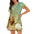 thumbnail image 1 of Fotbe Starfish And Seashell Pattern Women's Cotton Nightgown Sleepwear Short Sleeves Shirt Casual Print Sleepdress, 1 of 6