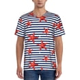 thumbnail image 1 of Fotbe Starfish Navy Blue Stripe Baseball Jersey Shirt for Men and Women, Casual Short Sleeves Button Down T-Shirt-XX-Large, 1 of 9