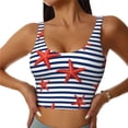 thumbnail image 1 of Fotbe Starfish Navy Blue Stripe Pattern Womens' Sports Bra Longline Wirefree Padded with Medium Support Sports Moisture-Wicking Workou Vest,Tank Top-XX-Large, 1 of 9
