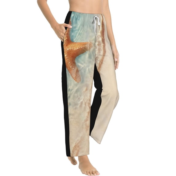Fotbe Starfish On The Sand Beach Women's Pajama Pants,Sleepwear Pants,Pj Bottoms Drawstring And Pockets-Large