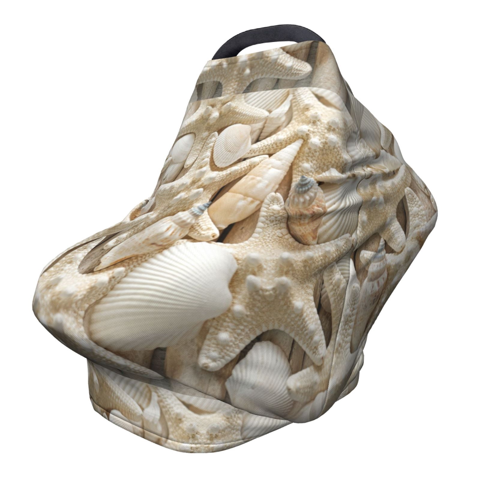 Fotbe Starfish and Sea Shells Pattern Car Seat Covers for Babies, Nursing Breastfeeding Cover Infant Carseat Canopy, Soft Stretchy Carrier Cover