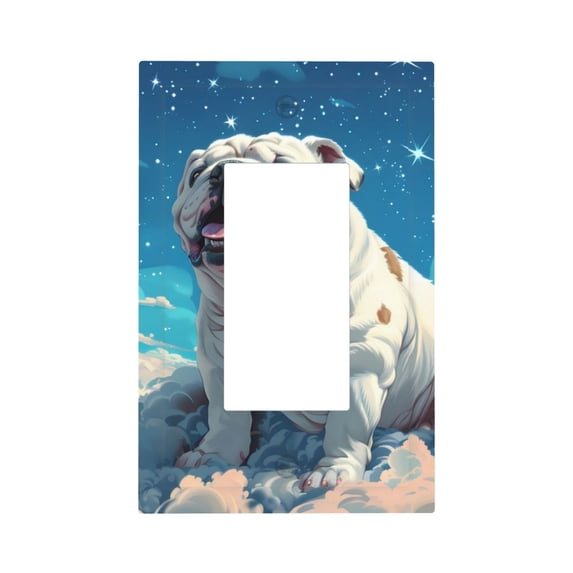 Fotbe Starry Sky Cloud Bulldog Print Duplex Receptacle Wall Plate, 1-Gang 5.0" x3.0" Wall Outlet Covers, Dual Outlet Faceplates Covers, Color-matched Screws Included-Style U