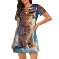 thumbnail image 1 of Fotbe Starry Sky Cloud Dog Pattern Women's Cotton Nightgown Sleepwear Short Sleeves Shirt Casual Print Sleepdress, 1 of 6