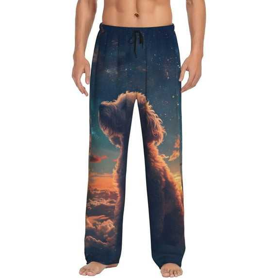 Fotbe Starry Sky Cloud Puppy Men's Pajama Pants,Sleepwear Pants,Pj Bottoms Drawstring And Pockets-Medium
