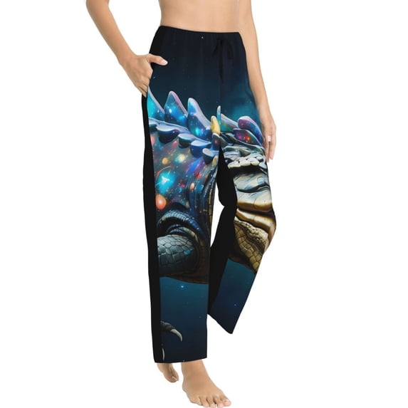 Fotbe Starry Sky Colorful Crocodile Women's Pajama Pants,Sleepwear Pants,Pj Bottoms Drawstring And Pockets-Large