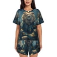 thumbnail image 1 of Fotbe Starry Sky Meditating Lion Print Pajama Set for Women 2 Piece Loungewear Short Sleeve Tops and Shorts Set Soft Sleepwear-3X-Large, 1 of 7