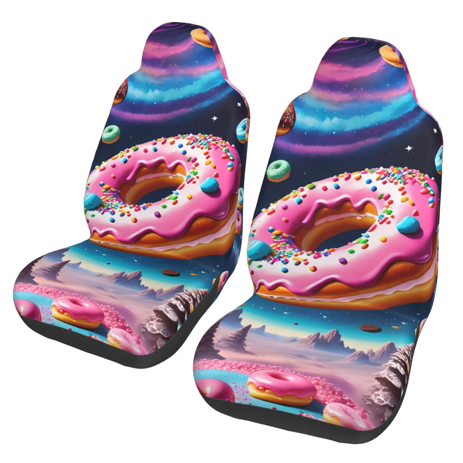 Fotbe Starry Sky Pine Tree Donut Pattern Automotive Seat Covers for