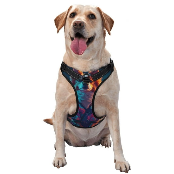 Fotbe Starry Sky White Cloud Puppy Pattern Dog Harness, No-Pull Pet Harness with 2 Leash Clips, Adjustable Soft Padded Dog Vest with Easy Control Handle for Large Dogs-X-Large