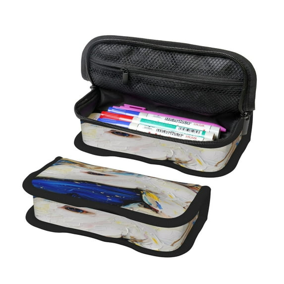 Fotbe Starry White Horse Pattern Pencil Case,Canvas Pen Case, Multi- Slot Pencil Pouch, Portable Pencil Bag, Pen Case for& Office, Makeup Bag ,Zipper Pouch