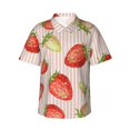 thumbnail image 1 of Fotbe Strawberries Hawaiian Shirt For Men Unisex Summer Beach Casual Short Sleeve Cotton Linen Button Down Shirts-Small, 1 of 9