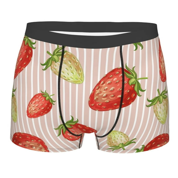 Fotbe Strawberries Men’s Total Support Pouch Boxer Briefs, X-Temp Cooling, Moisture-Wicking Underwear, Regular, Long-leg and Trunk-Large