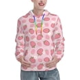 thumbnail image 1 of Fotbe Strawberries Pattern Womens Long Sleeve Hoodie, Pullover Hooded Sweatshirt, Kangaroo Pocket Hoodie with Eye-catching Drawstrings-Large, 1 of 7