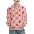 thumbnail image 1 of Fotbe Strawberries Pattern Womens Long Sleeve Hoodie, Pullover Hooded Sweatshirt, Kangaroo Pocket Hoodie with Eye-catching Drawstrings-Large, 1 of 7