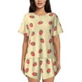 thumbnail image 1 of Fotbe Strawberries Print Pajama Set for Women 2 Piece Loungewear Short Sleeve Tops and Shorts Set Soft Sleepwear-Medium, 1 of 7
