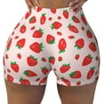 Fotbe Strawberries Seamless Shorts, Womens Workout Shorts High Waist