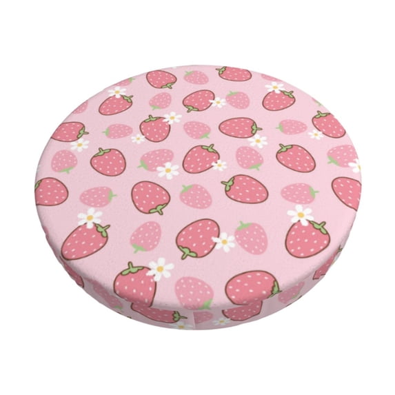Fotbe Strawberries Stool Covers Round,Waterproof Round Bar Stool Covers Bar Chair Covers Washable Stool Cushion Slipcover for 12-14 Inch Chair-14 inch