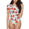 thumbnail image 1 of Fotbe Strawberries Women's Crew Neck Short Sleeves Bodysuit Tops Round Neck Slim Sleeveless Soft Comfortable Basic-Medium, 1 of 9