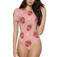 thumbnail image 1 of Fotbe Strawberries Women's Crew Neck Short Sleeves Bodysuit Tops Round Neck Slim Sleeveless Soft Comfortable Basic-Small, 1 of 9
