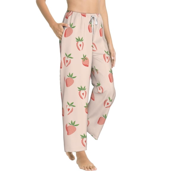 Fotbe Strawberries Women's Pajama Pants,Sleepwear Pants,Pj Bottoms Drawstring And Pockets-Medium