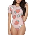 thumbnail image 1 of Fotbe Strawberry And Flowers Women's Crew Neck Short Sleeves Bodysuit Tops Round Neck Slim Sleeveless Soft Comfortable Basic-Medium, 1 of 9