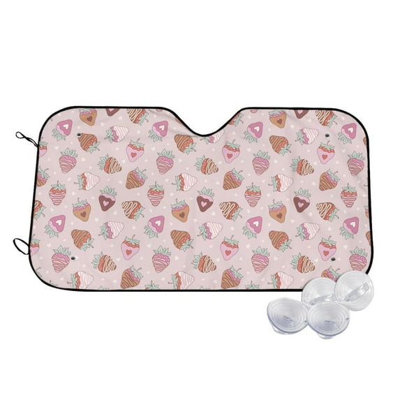 Fotbe Strawberry Cake Car Windshield Sunshade | Sun Visor Protector Front Window Shade, Keeps Out UV Rays, Keeps Your Vehicle Cool-Medium