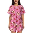 thumbnail image 1 of Fotbe Strawberry Cake Print Pajama Set for Women 2 Piece Loungewear Short Sleeve Tops and Shorts Set Soft Sleepwear-Medium, 1 of 7