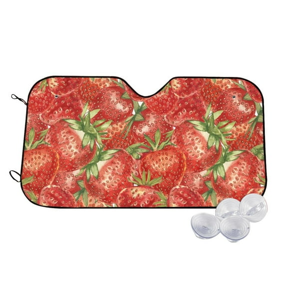 Fotbe Strawberry Car Windshield Sunshade | Sun Visor Protector Front Window Shade, Keeps Out UV Rays, Keeps Your Vehicle Cool-Medium