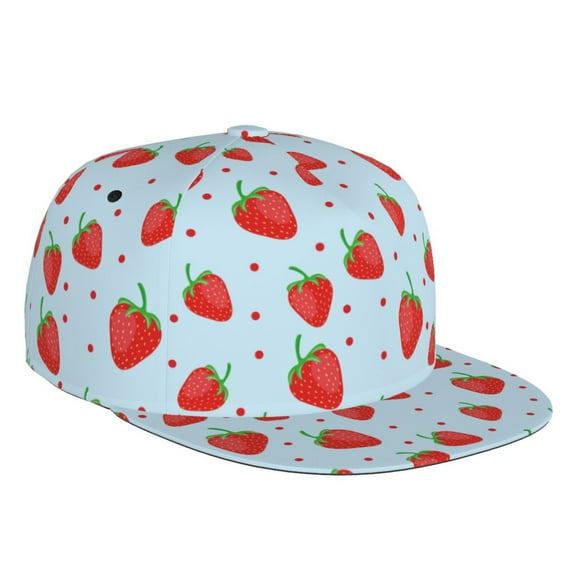 Fotbe Strawberry Flat Bill Visor Cap Classic Snapback Hat Polyester Foam Trucker Hat Trucker Cap Adjustable Baseball Cap
