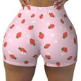 Fotbe Strawberry Floral Seamless Shorts, Womens Workout Shorts High