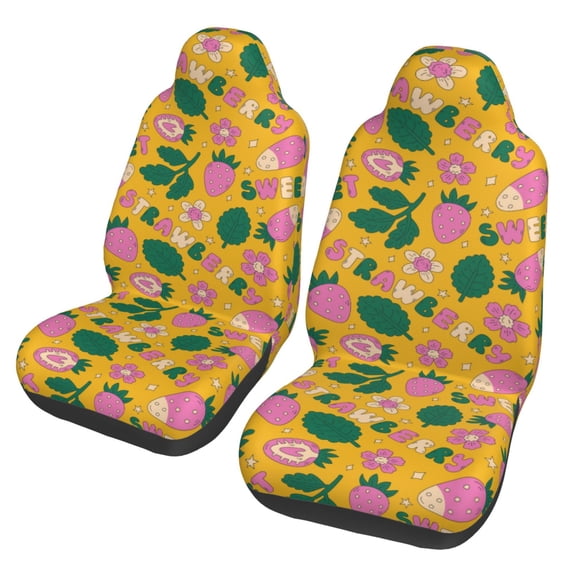 Fotbe Strawberry Pattern Automotive Seat Covers for Cars Trucks and SUVs – Car Seat Covers for Front Seats,Protective Seat Covers,Vehicle Seat Covers, Set of 2