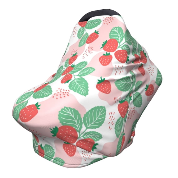Fotbe Strawberry Pattern Car Seat Covers for Babies, Nursing Breastfeeding Cover Infant Carseat Canopy, Soft Stretchy Carrier Cover