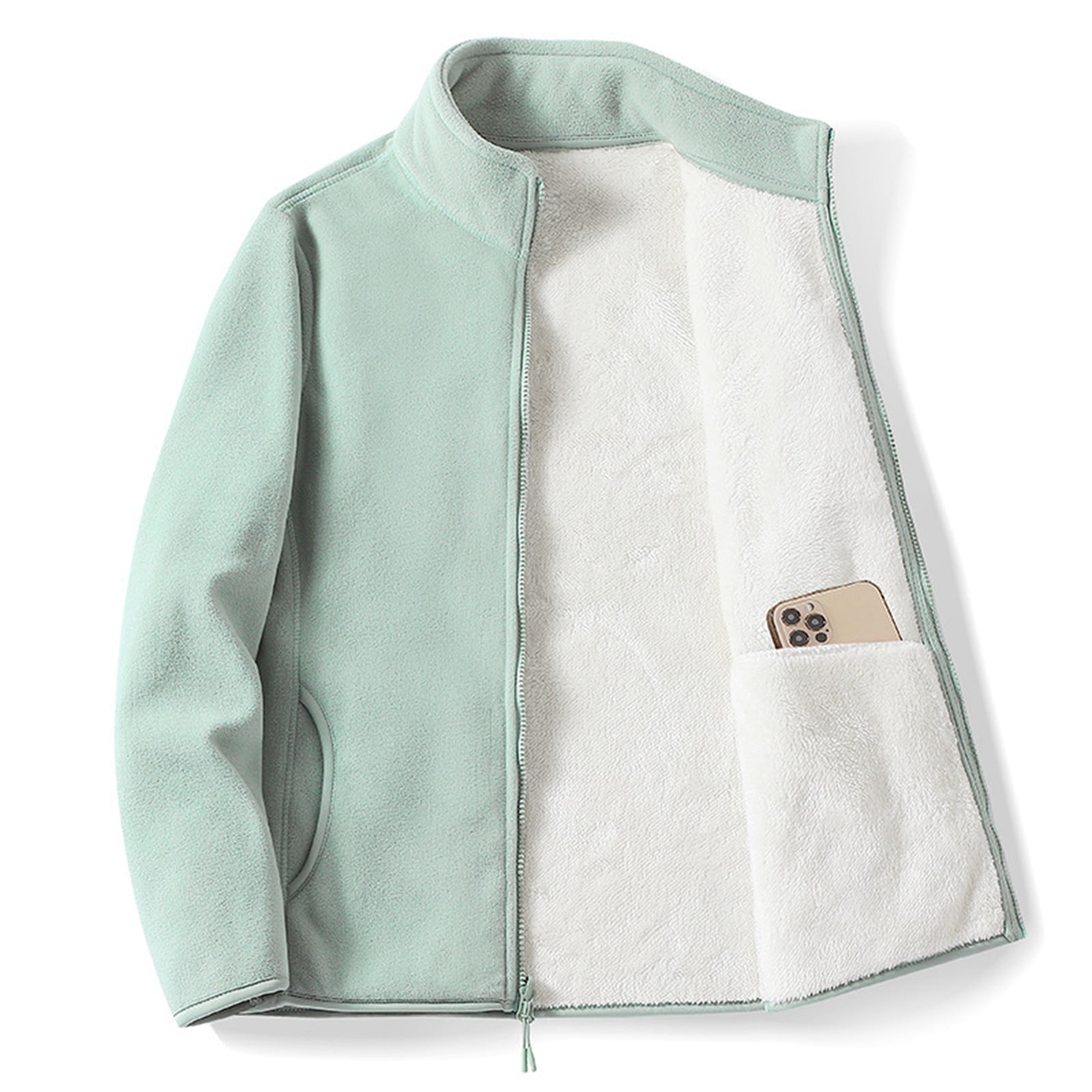 Women's Soft Lined Full Zip Polar Jacket Warm Coat Zip Vest Casual Wrap Jacket Hood Jacket Women Womens Snow Jacket Zip up Fuzzy Jacket Women plus Size Long Coats for Women Zipper Jacket Jacket Women