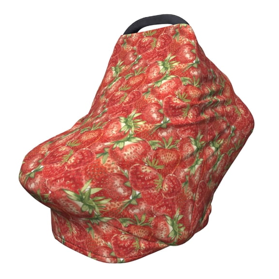 Fotbe Strawberry Pattern Car Seat Covers for Babies, Nursing Breastfeeding Cover Carseat Canopy, Soft Stretchy Carrier Cover