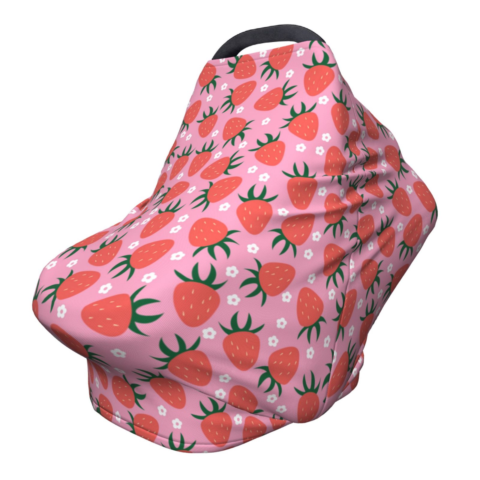 Fotbe Strawberry Pattern Car Seat Covers for Babies, Nursing Breastfeeding Cover Infant Carseat Canopy, Soft Stretchy Carrier Cover