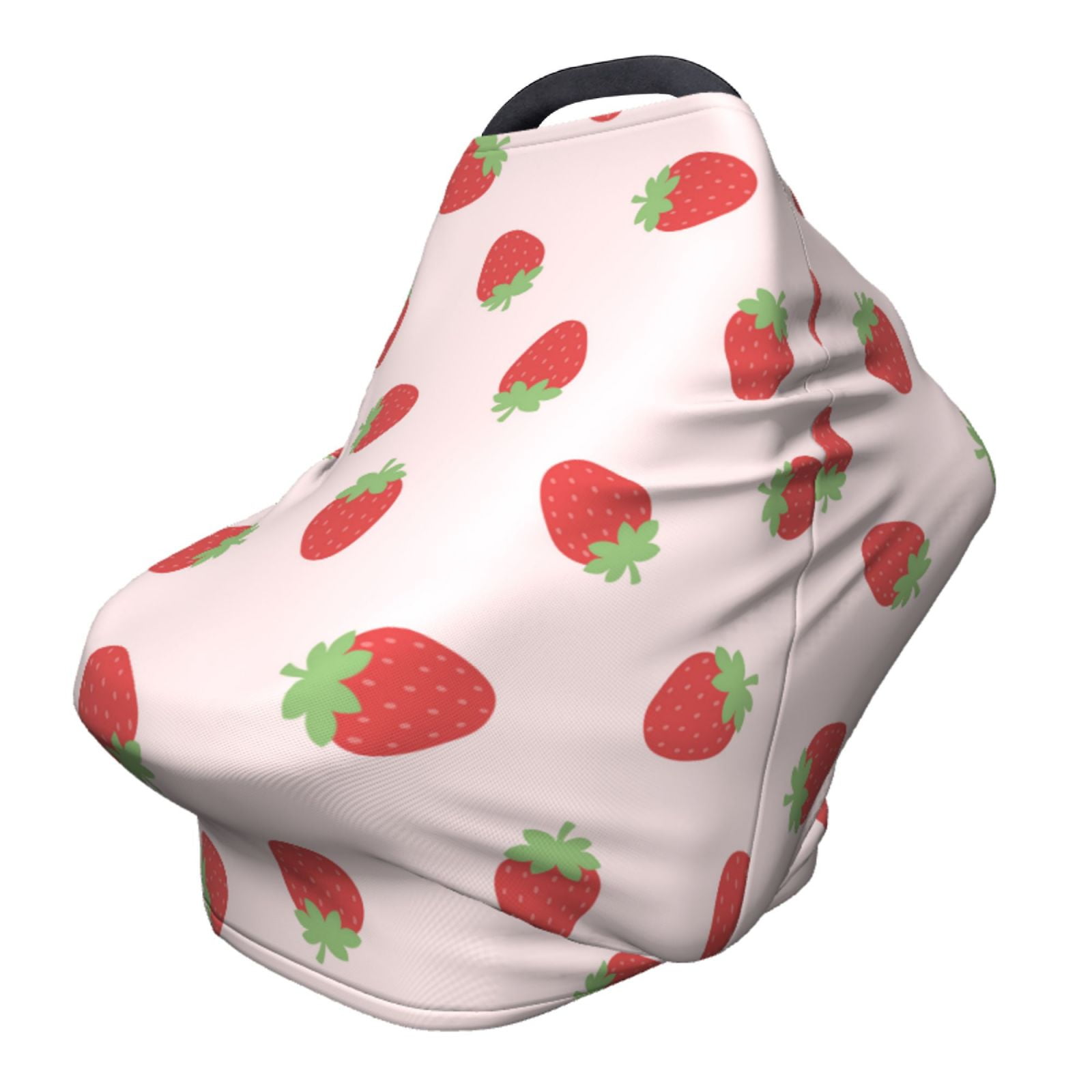 Fotbe Strawberry Pattern Car Seat Covers for Babies, Nursing Breastfeeding Cover Infant Carseat Canopy, Soft Stretchy Carrier Cover