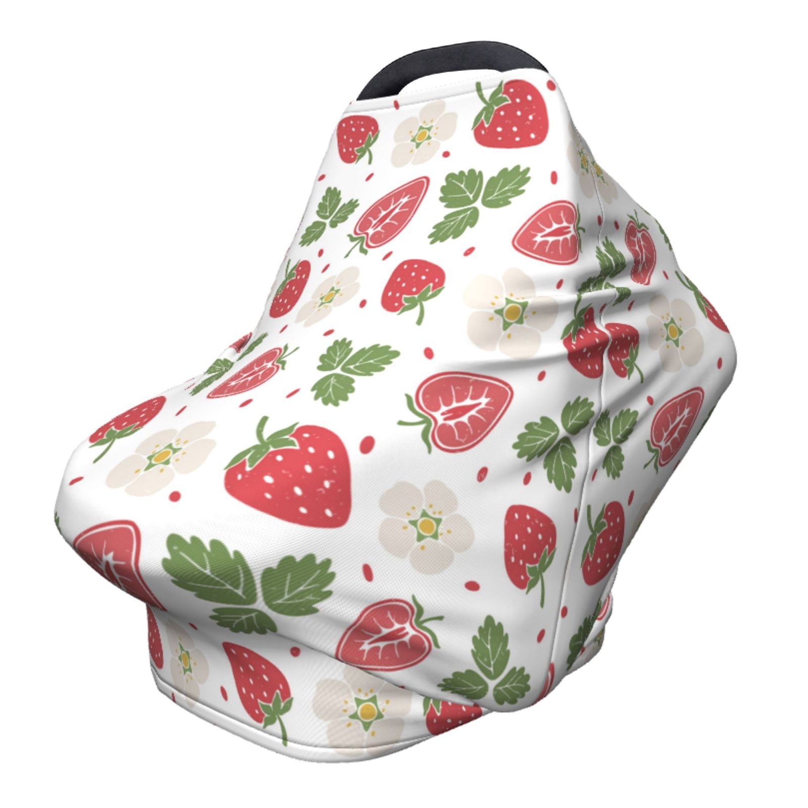 Fotbe Strawberry Pattern Car Seat Covers for Babies, Nursing Breastfeeding Cover Infant Carseat Canopy, Soft Stretchy Carrier Cover
