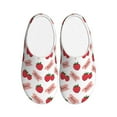 thumbnail image 1 of Fotbe Strawberry Pattern Women's Fuzzy Curly Fur Memory Foam Loafer Slippers Indoor Outdoor Slippers Winter Home Shoes-46/47, 1 of 7