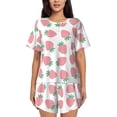 thumbnail image 1 of Fotbe Strawberry Print Pajama Set for Women 2 Piece Loungewear Short Sleeve Tops and Shorts Set Soft Sleepwear-Large, 1 of 7
